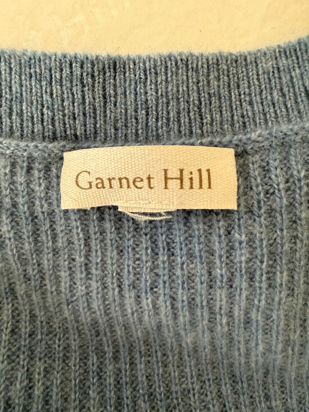 Garnet Hill Blue V-Neck Women's Sweater - Picture 4 of 5
